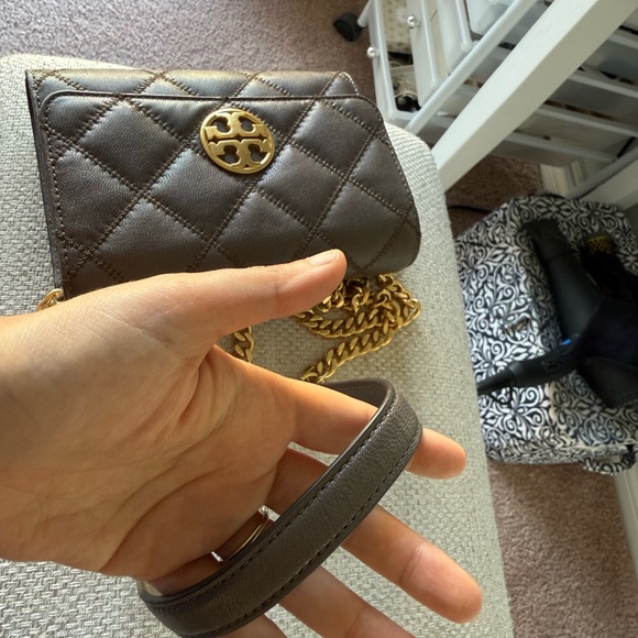 Tory Burch Dark Gray Quilted Crossbody Bag - Picture 7 of 9